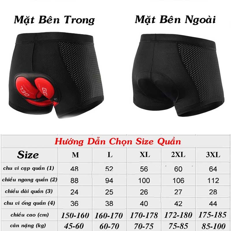 Quần Yếm Đệm Mông SiliCol Gel Cao Cấp , Quần Đạp Xe Nam Nữ Thể Thao Siêu Êm Thoáng Khí