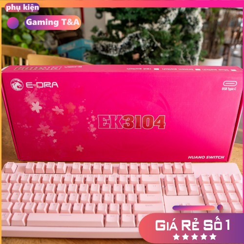 Bàn phím cơ E-DRA EK3104 Huano - Phiên bản Dream Pink cực đẹp - Cam kết chính hãng - Blue/ Red/ Brown - B.H 24Tháng