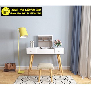 Đôn ghế chân gỗ bàn trang điểm