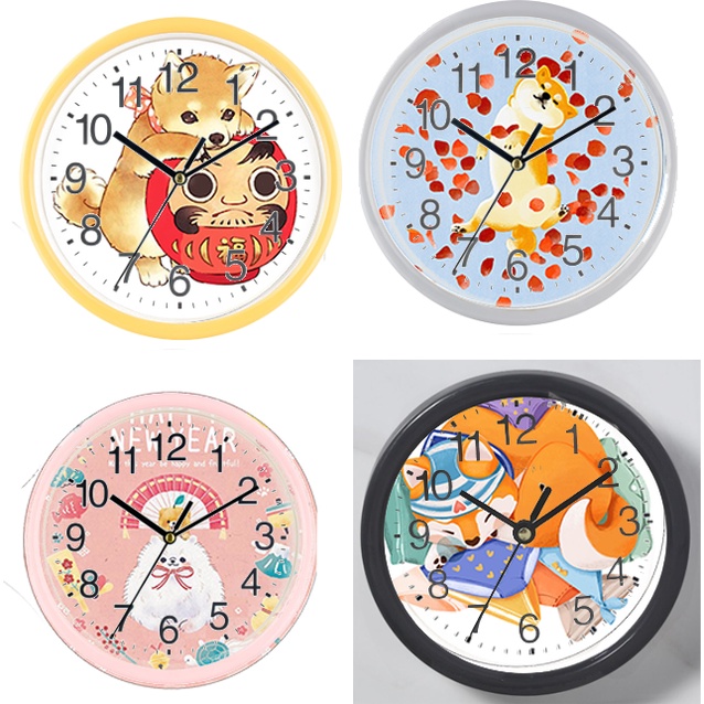 Đồng hồ treo tường chó shiba DHTI14 đồng hồ cute dễ thương 13 đến15cm