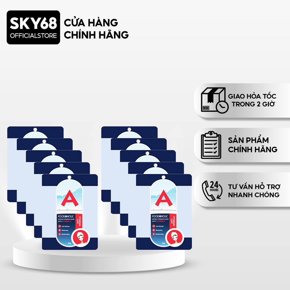 Hộp 10 Mặt Nạ Dưỡng Da, Nâng Cơ Ngừa Lão Hóa Chiết Xuất Vitamin A Foodaholic Derma Firming Mask 23g x 10