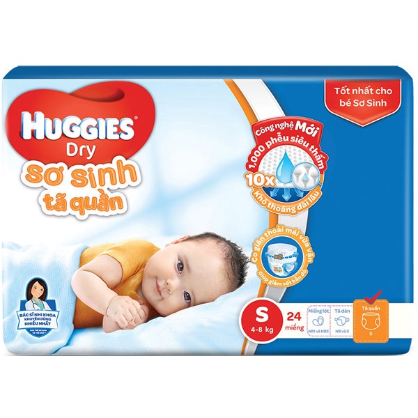 Tã quần Huggies size S24/M22/L20/XL18