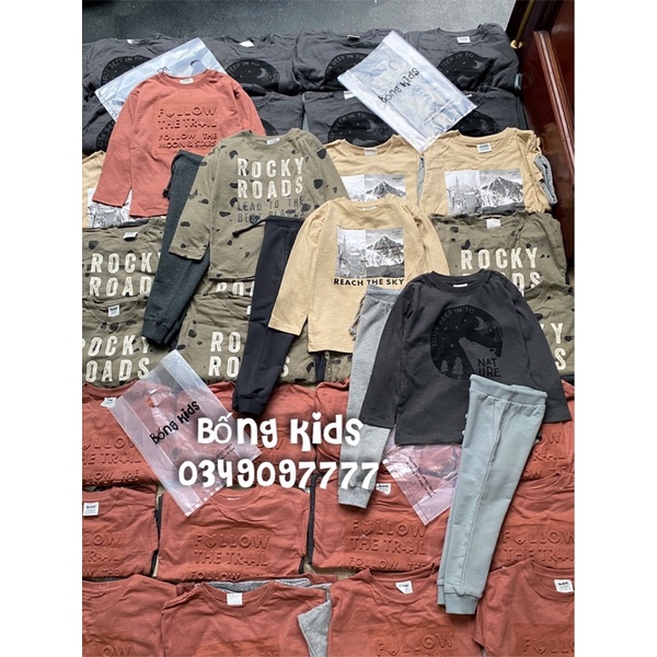 Bộ Thu Bé Trai Cotton Minene(quần giao mẫu ngẫu nhiên)