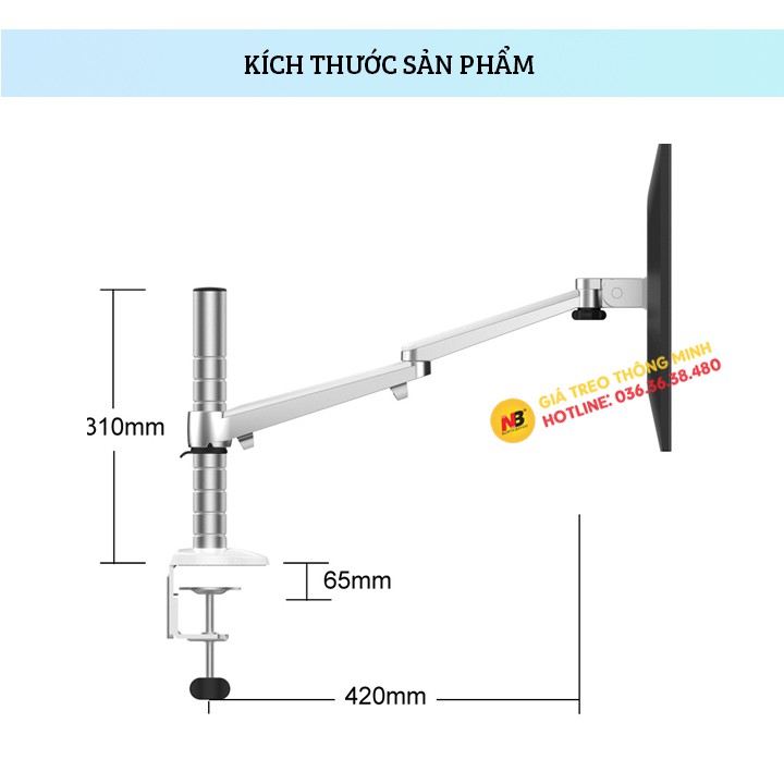 Giá Treo Màn Hình 17 - 32 Inch Kèm Kệ Đỡ Laptop / Macbook / Ipad 10 - 15.6 Inch - Hợp Kim Nhôm Cao Cấp - Model: OA - 7X