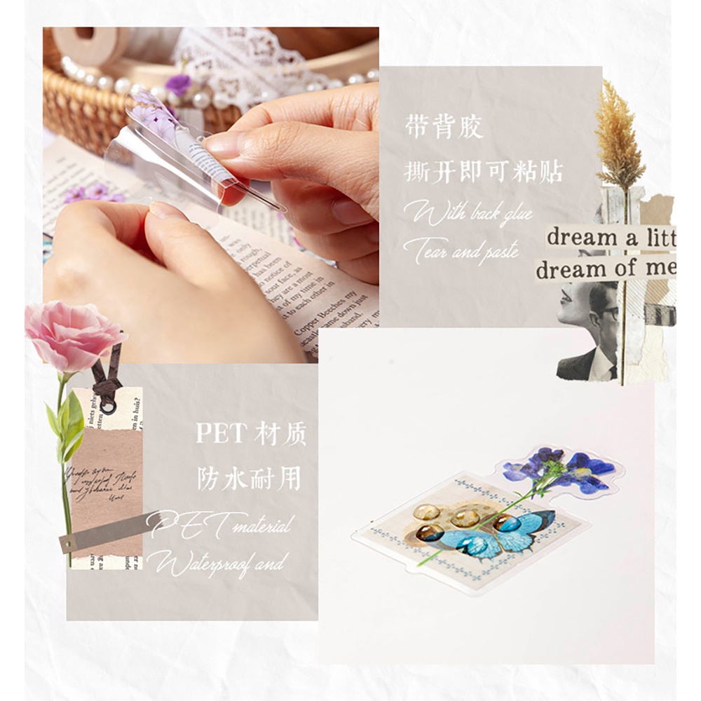 Bộ 30 Miếng Dán Hình Hoa Màu Sắc Chống Thấm Nước Dùng Trang Trí Album Ảnh/Nhật Ký DIY