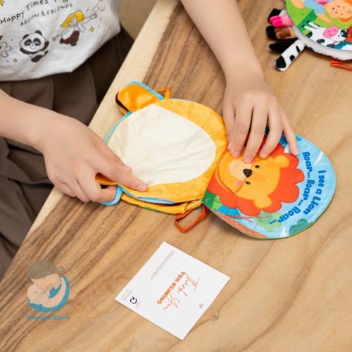 Sách vải đa tương tác cho bé hàng chính hãng Lalala Baby chủ đề động vật rừng, động vật nuôi.