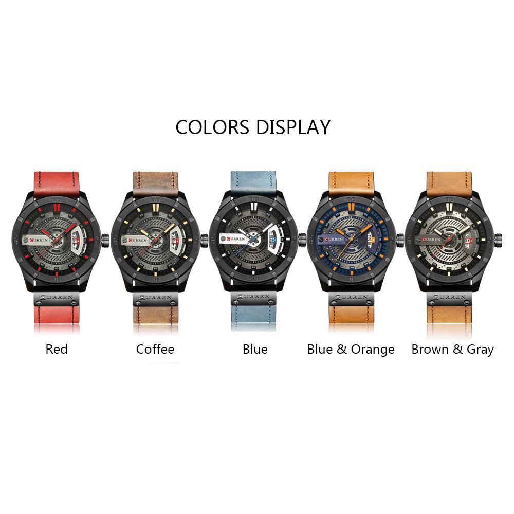 CURREN Fashion Genuine Leather Men Watches 1ATM Life Water-resistant