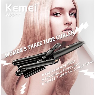 Máy uốn tóc 3 trục xếp gọn kemei km w337z