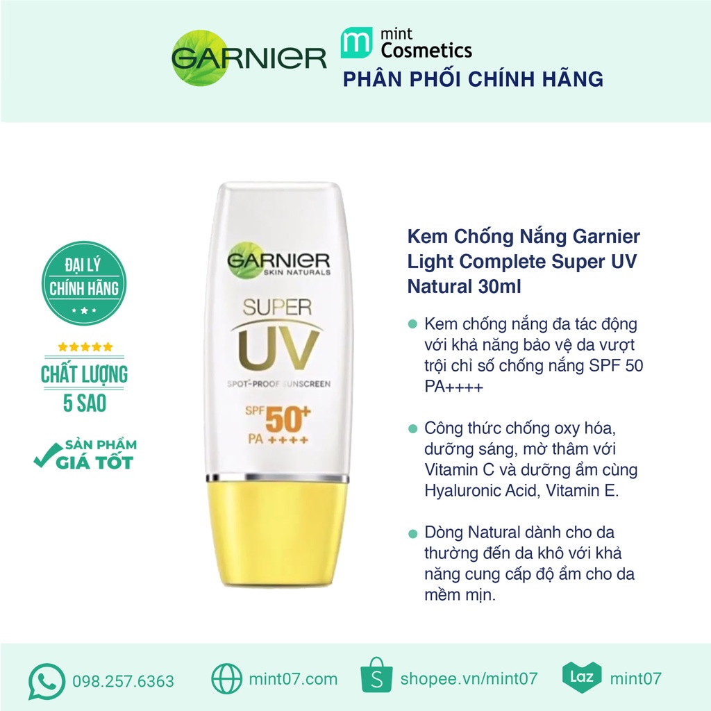 Kem chống nắng Garnier Light Complete Super UV SPF 50+