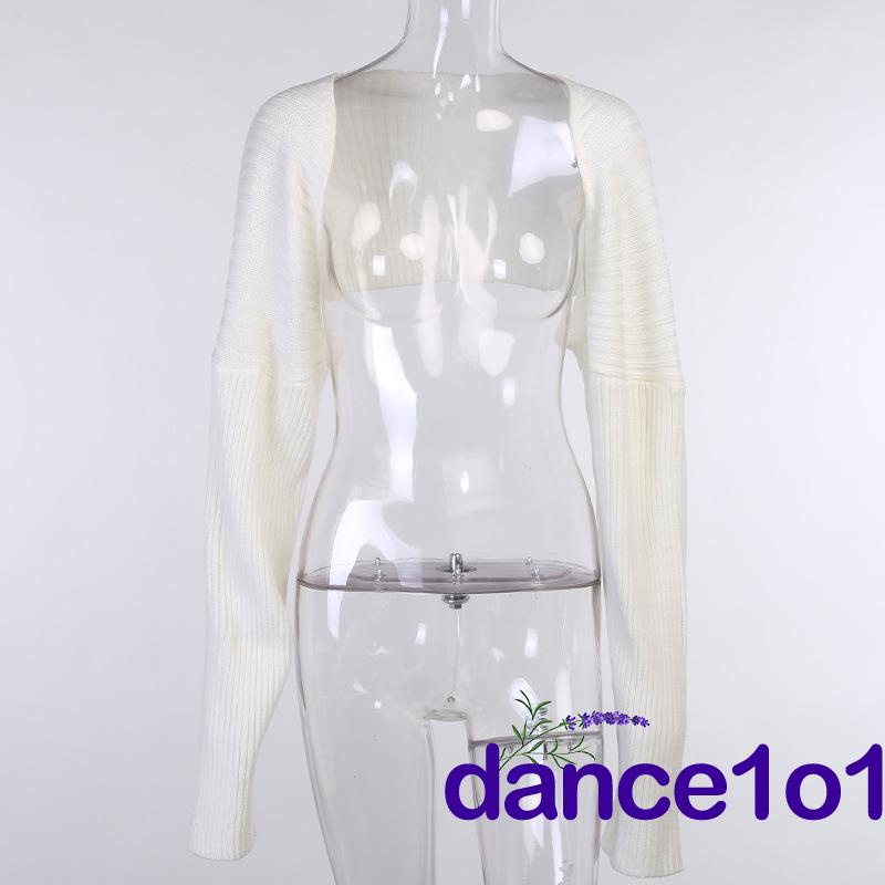 Áo Khoác Sweater Dệt Kim Siêu Ngắn Màu Trơn Phong Cách Quyến Rũ Đơn Giản Dành Cho Nữ Khiêu Vũ1O1