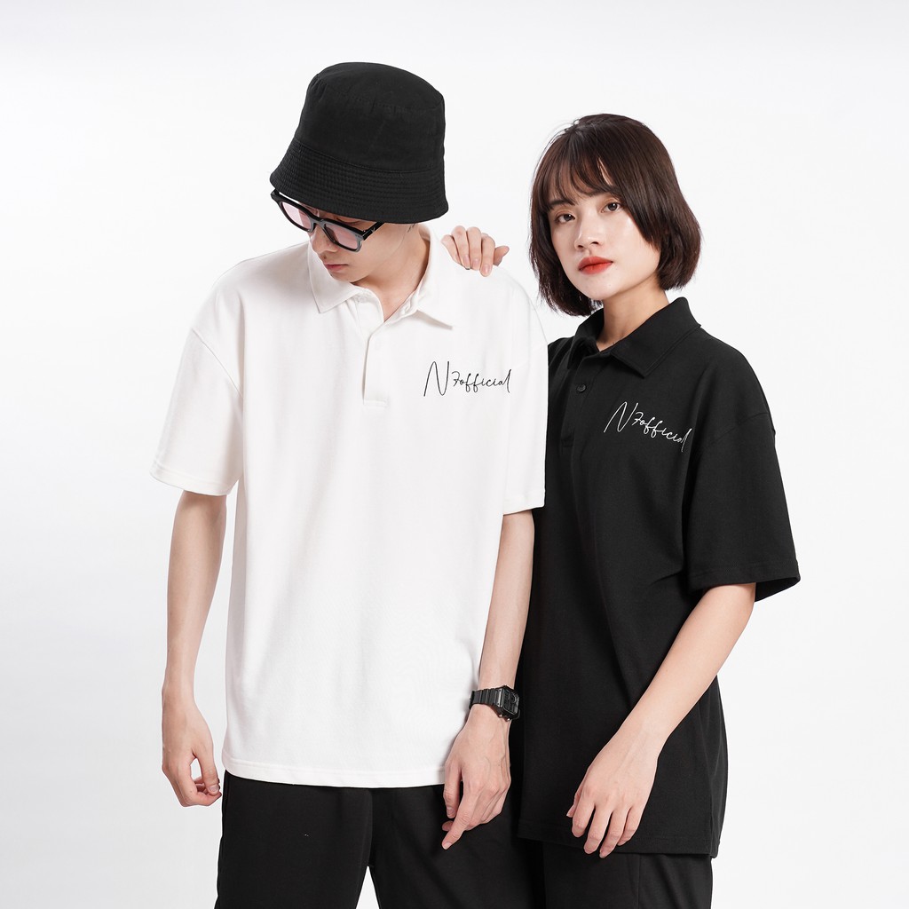 Áo thun POLO N7 CHỮ KÝ Unisex phông trơn Basic Tee nam nữ tay lỡ oversize form rộng Hàn Quốc