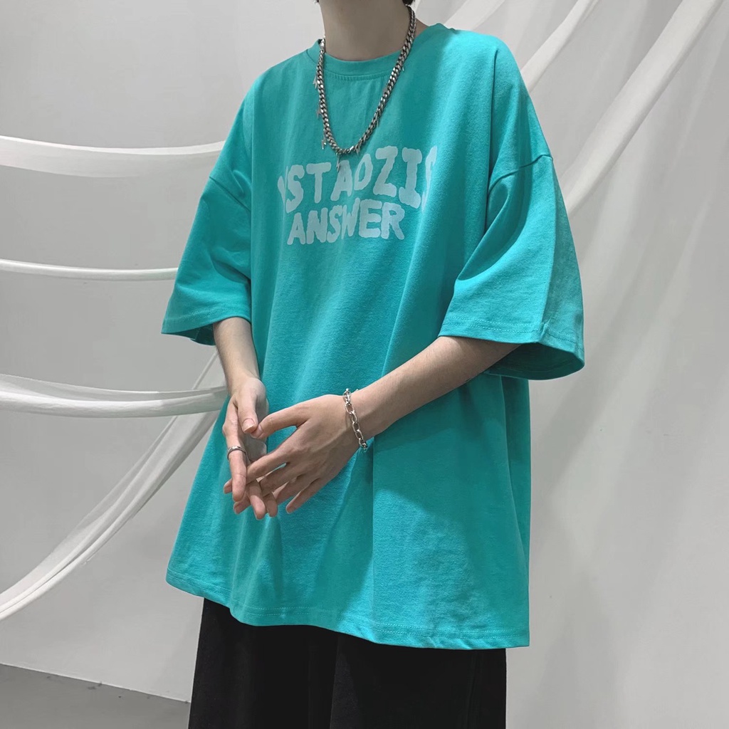 Áo Thun Dáng Rộng In Chữ Phong Cách Hip Hop Hàn Quốc Thời Trang Mùa Hè Cho Nam Và Nữ size M-8XL