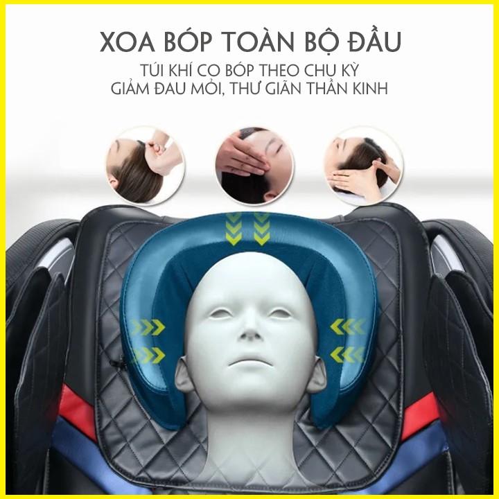 Ghế massage toàn thân,ghế mát xa trị liệu bằng con lăn 3D kết hợp nhiệt Hồng ngoại điều khiển bằng màn hình cảm ứng