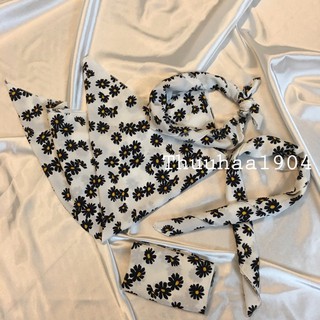 Khăn quàng đầu bandana quả dứa, hoa cúc nhiều màu