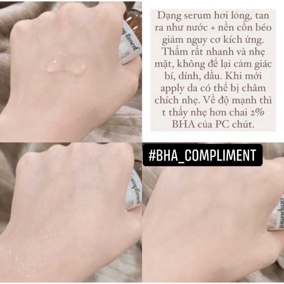 Serum Compliment Hyaluronic Acid 5%, BHA Hyaluronic Acid 5% Làm Sạch Da, Giảm Mụn Se Chân Lông 27ml