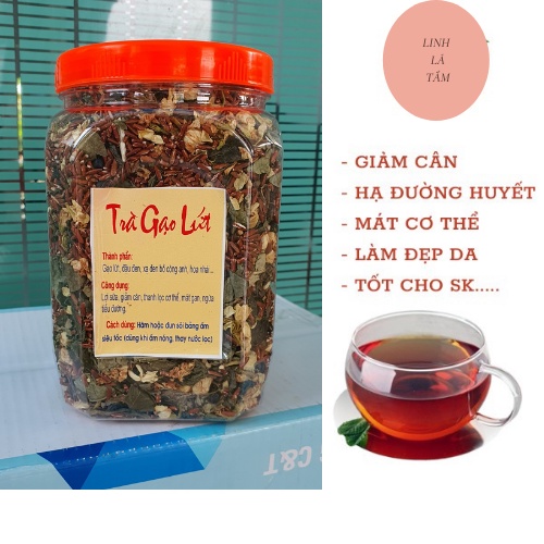 Trà gạo lứt huyết rồng, chè gạo lứt đen giảm cân lợi sữa hộp 1kg tốt cho sức khỏe thơm ngon dễ uông