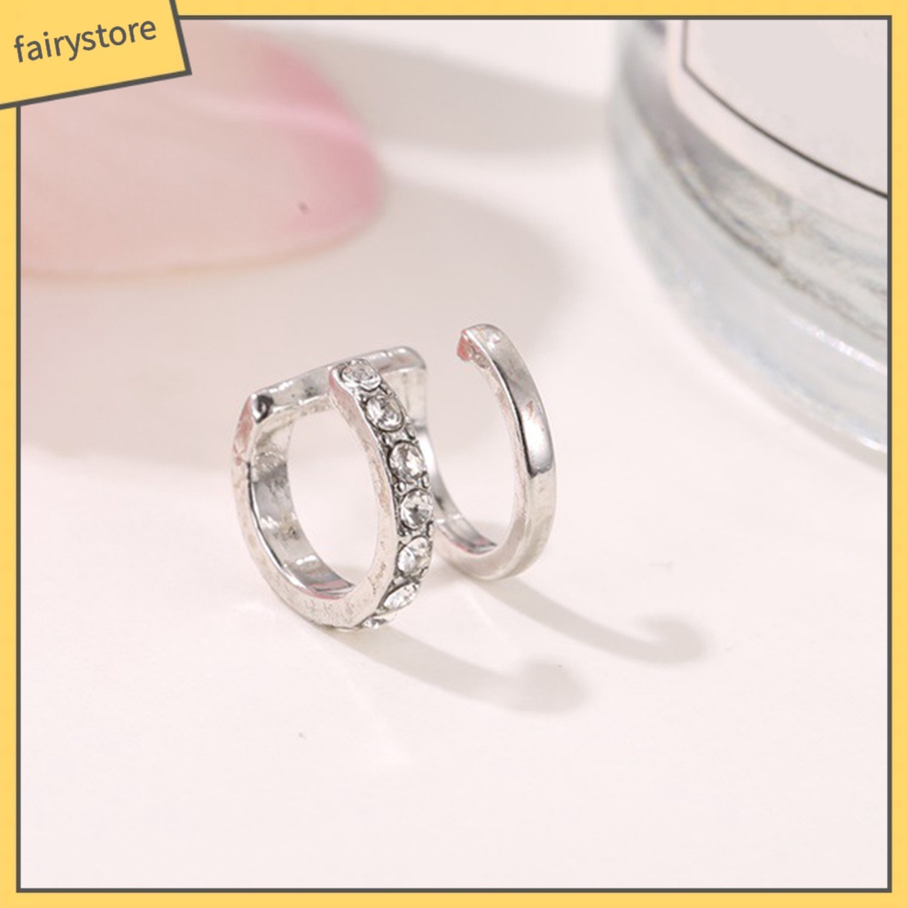 Khuyên tai không xỏ hai tầng đính đá thời trang nữ