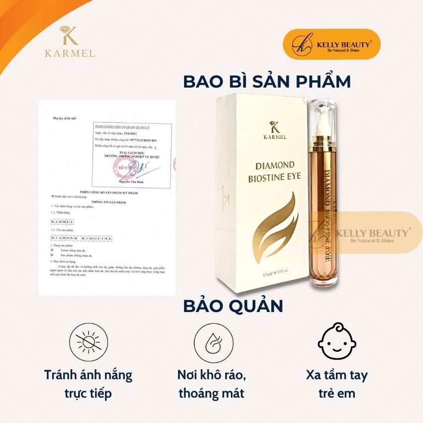 Serum Diamond Biostine Eye KARMEL – Giúp Xóa Nhăn Vùng Mắt Trán Miệng; Chống Lão Hóa, Đàn Hồi Da | Kelly Beauty