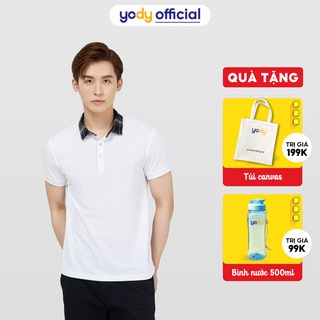 Áo Polo Yody Nam chất liệu cafe phối cổ kẻ sơ mi mềm mịn thoáng mát APM4221