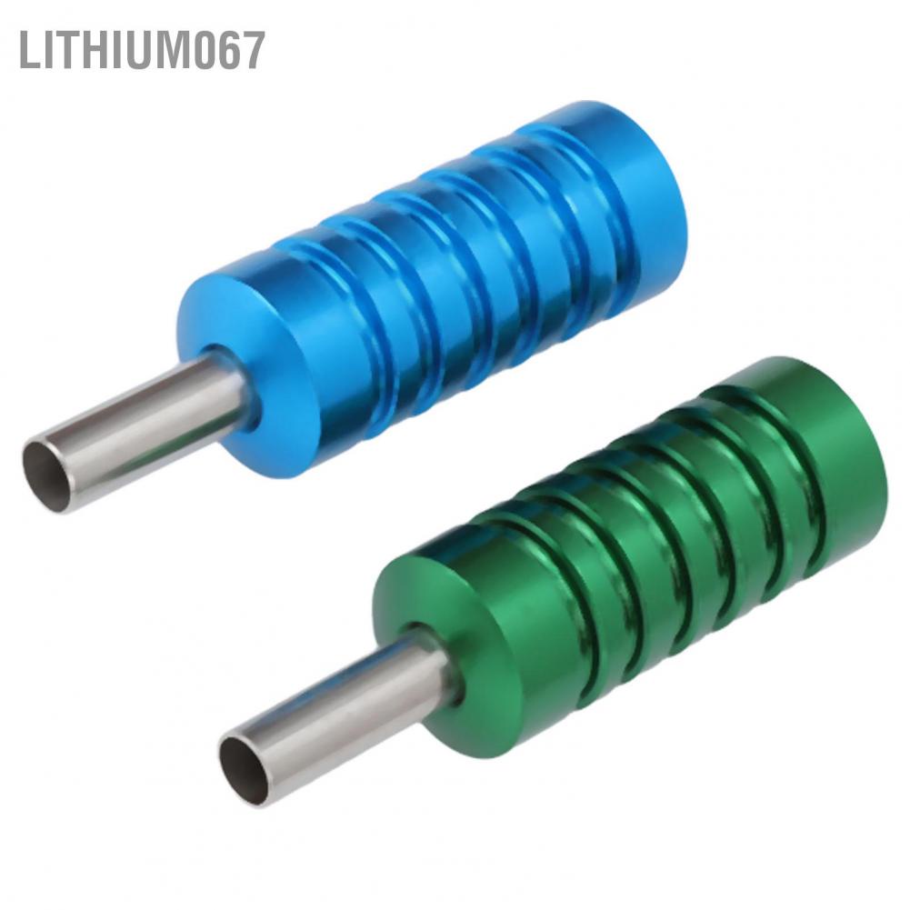 Lithium067 2pcs Aluminum Alloy Tattoo Machine Grip Prevent Slip Handle Grips Green Blue 2.1cm Diameter Tay cầm máy xăm hình