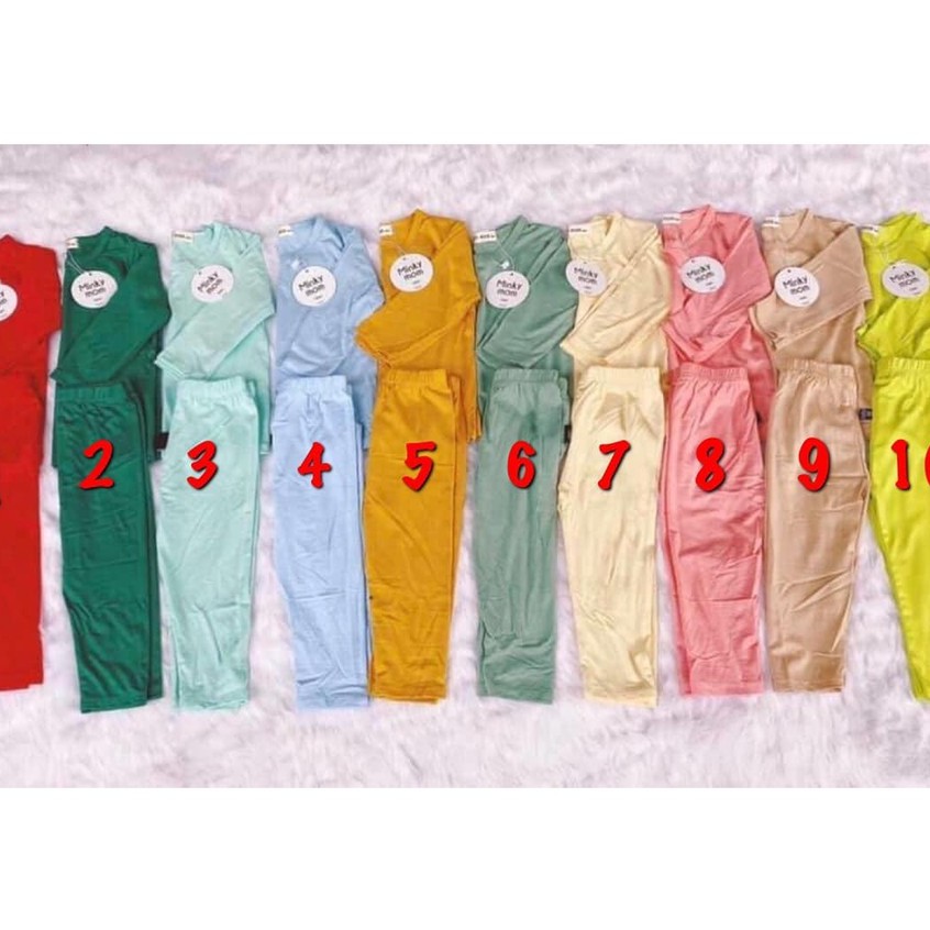 Bộ Dài Tay Thun Lạnh Cho Bé Gái, Bé Trai Minky Mom Vải Cotton 100% Trơn Basic, Bộ Quần Áo Trẻ mặc nhà, mặc mùa hè (DT1)