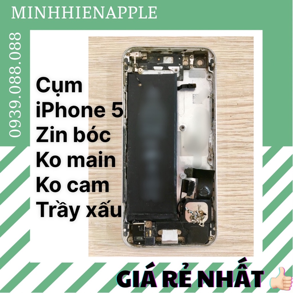 Cụm lưng điện thoại IP 5G, zin tháo máy không main, không cam, vỏ trầy xấu