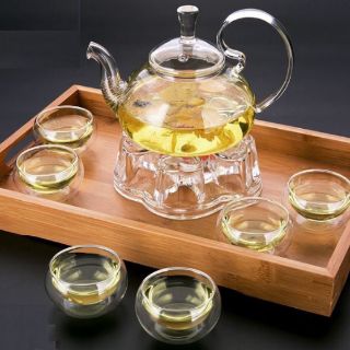BỘ ẤM THỦY TINH PHA TRÀ - CHÉN 2 LỚP