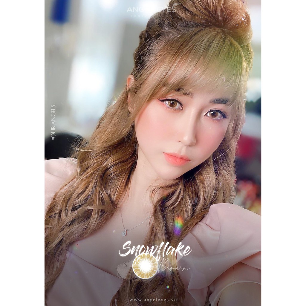 Kính Áp Tròng/ Lens mắt nâu /xám tây áp tròng CLASSIC 6-12H Snowflake Xám & Nâu ĐỘ:0-6