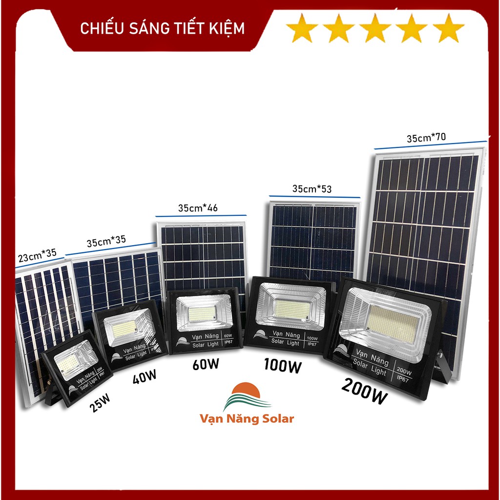 Đèn năng lượng mặt trời Vạn Năng Solar 10W 25W 40W 60W 100W 200W, Đèn Đa Năng Năng Lượng Mặt Trời, Cảm Biến Ánh Sáng