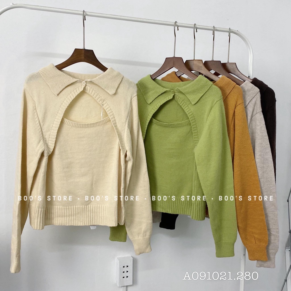 Áo len cổ bẻ ngực khoét hàng quchau loại đẹp