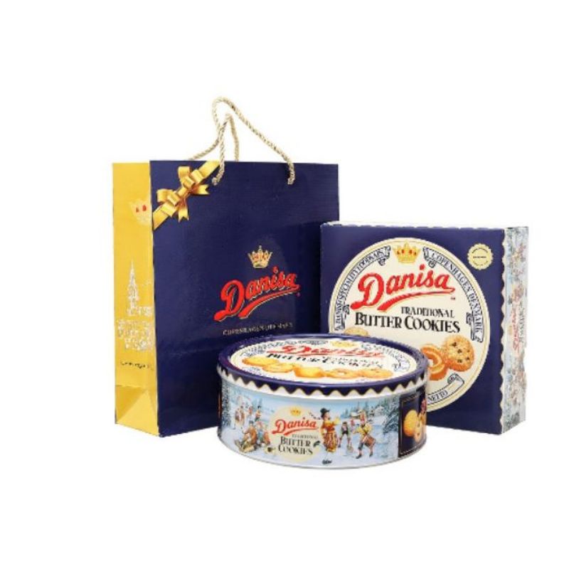 Bánh quy bơ Danisa hộp thiếc + túi xách hộp 681g