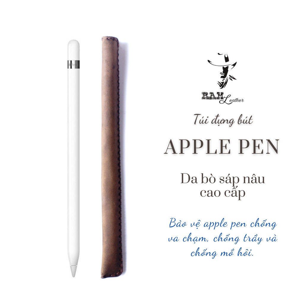 Vỏ bút Apple pen RAM Leather da bò thật nâu đất