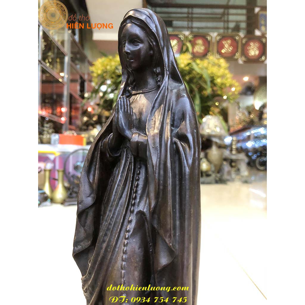 Tượng Đức Mẹ Maria Chắp Tay Bằng Đồng Hun Đen-Tượng Công Giáo