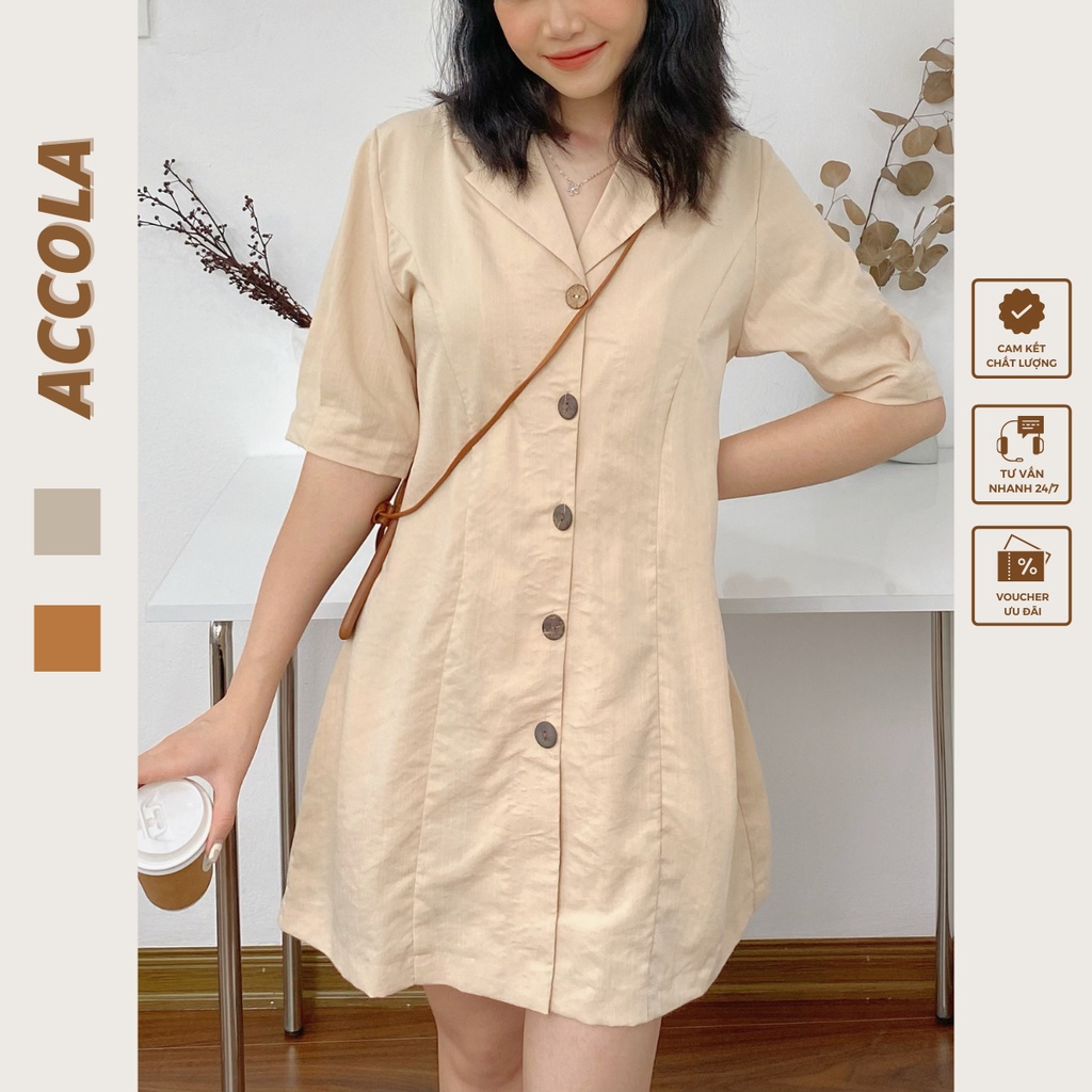 Đầm váy ngắn hàn quốc chất liệu linen by Accola Made 1202 | BigBuy360 - bigbuy360.vn