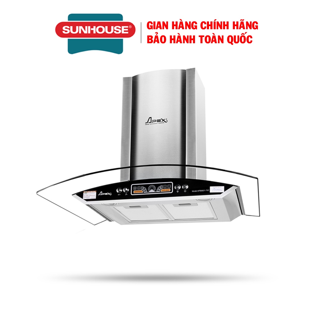 Máy hút mùi kính cong Sunhouse APEX APB6601-70C - Bảo hành 18 tháng tại nhà