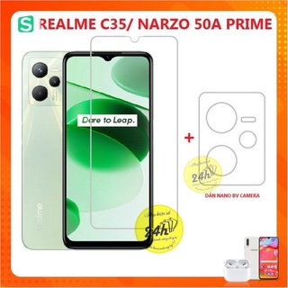 Combo Kính cường lực Realme C35/ Narzo 50A Prime trong suốt không full màn hình + Dán bảo vệ Camera sau Realme C35