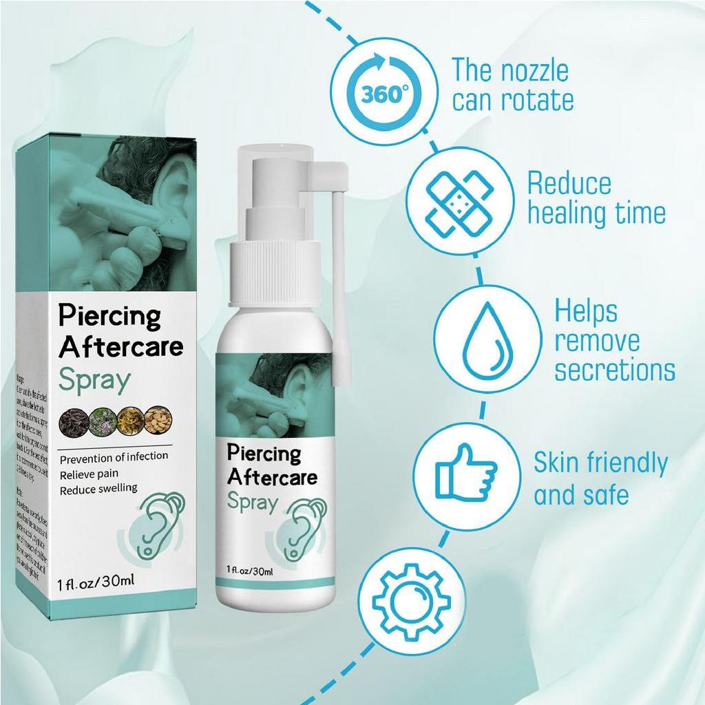2 cái 30ml Xịt chăm sóc sau xỏ khuyên Giảm sưng Loại bỏ mùi hôi Dung dịch làm sạch lỗ tai