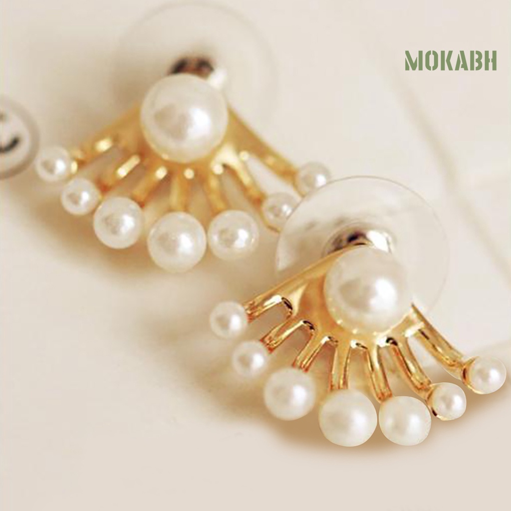 1 Đôi Bông Tai Hai Mặt Đính Ngọc Trai Nhân Tạo Thời Trang Dành Cho Nữ