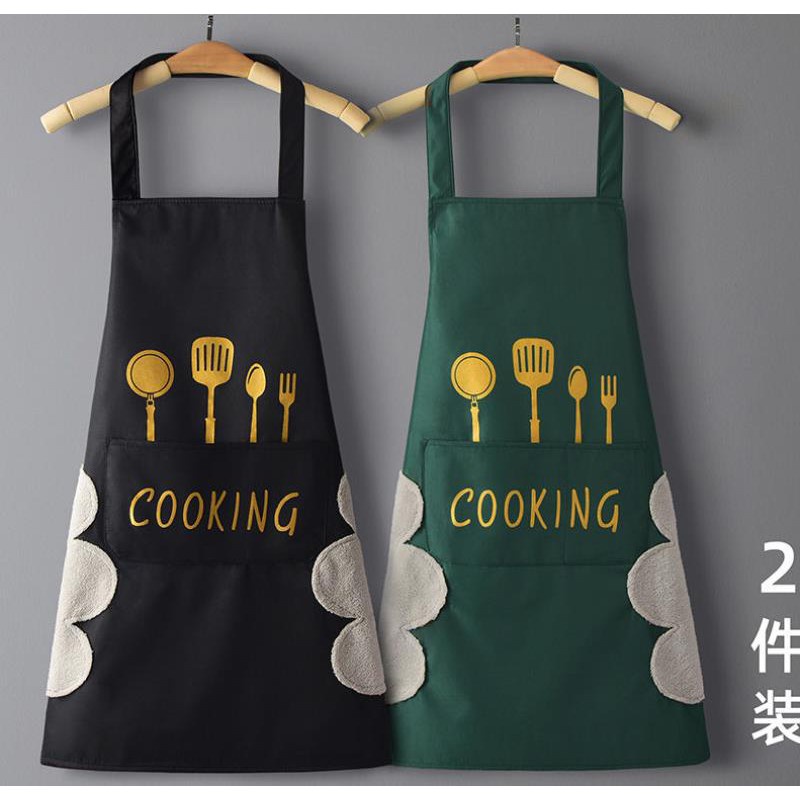 Tạp dề Cooking phong cách Hàn Quốc, chất lệu cotton chống thấm nước, có túi đựng và lau tay tiện lợi