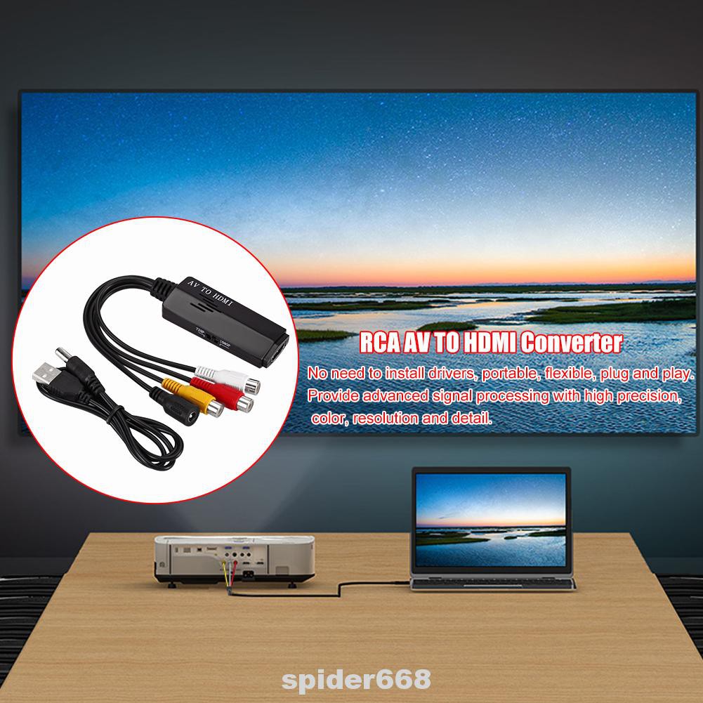 Bộ Chuyển Đổi Tín Hiệu Âm Thanh / Video Av Sang Hdmi Kèm Dây Cáp Usb Tiện Dụng Cho Gia Đình