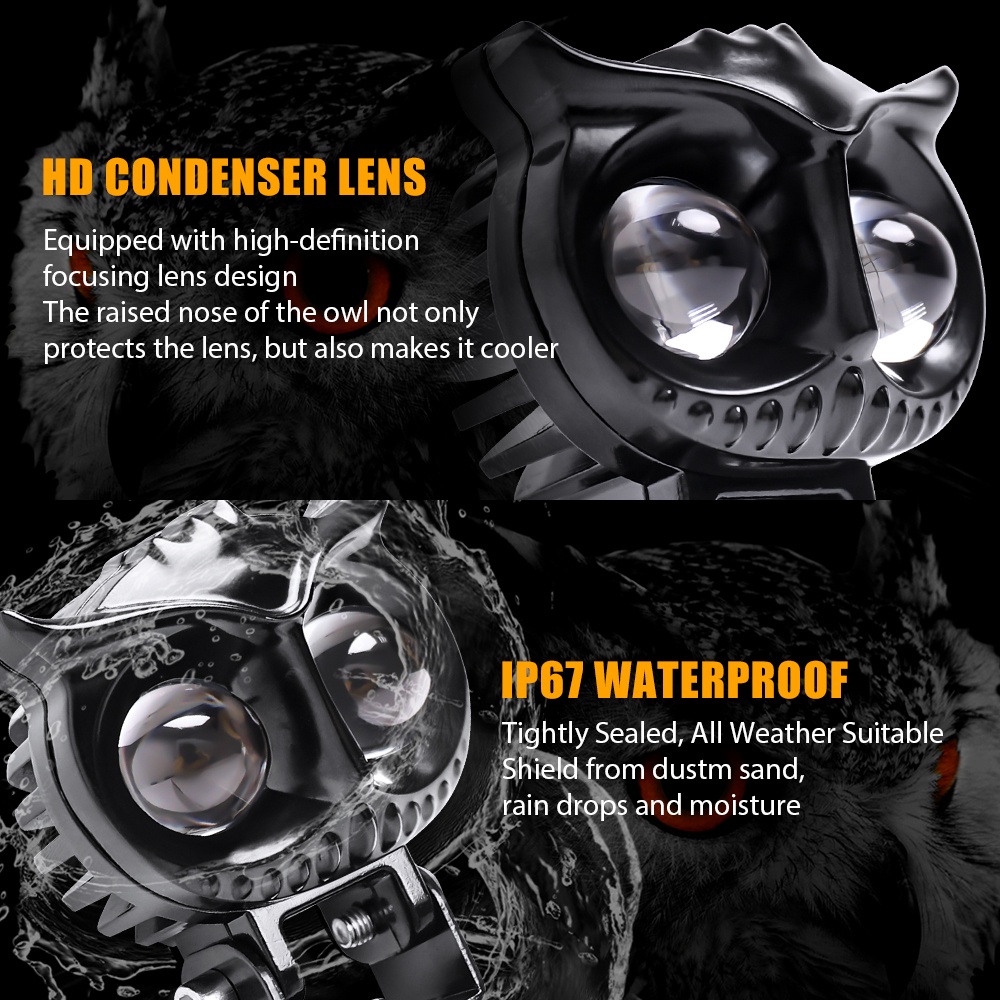 Đèn Pha Led Ánh Sáng Trắng/Vàng 6000K 3inch 12D Ánh Sáng Trắng 6000K Cho Xe Hơi/Xe Máy/Xe Tải