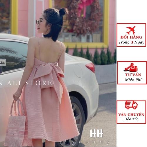 Váy babydoll nữ 2 dây thắt nơ lưng dáng suông tiểu thư bánh bèo ulzzang Hàn Quốc đi biển