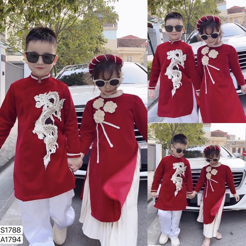 Áo dài tết mẹ và bé, sét áo dài mẹ và bé,màu đỏ siêu hot hit mẫu mới nhất năm 2.0.2.1 | BigBuy360 - bigbuy360.vn