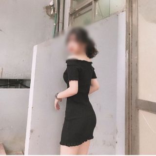 Váy hở Vai Đầm trễ vai Đầm body Váy body Váy len thời trang thu đông