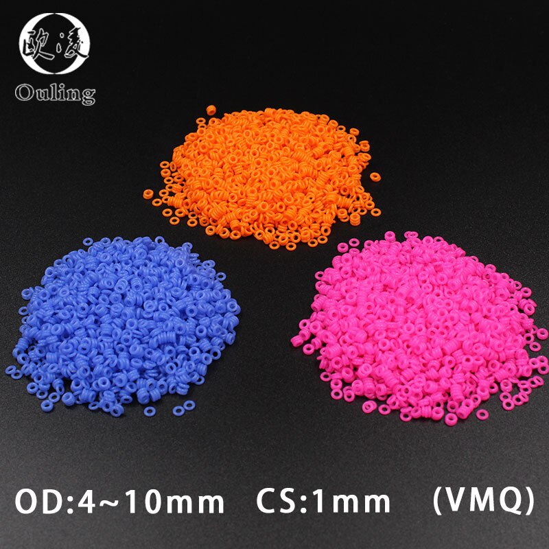 Set 10 Vòng Đệm Cao Su Silicone 1mm OD4/5/6/7/8/9/10*1mm Chống Sốc Không Độc Hại