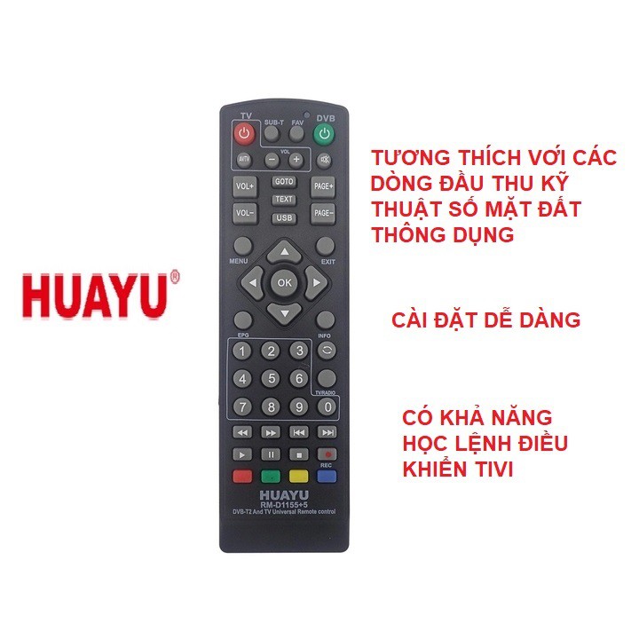 Remote điều khiển đầu thu kỹ thuật số mặt DVB-T2 đa năng RM-D1155+6