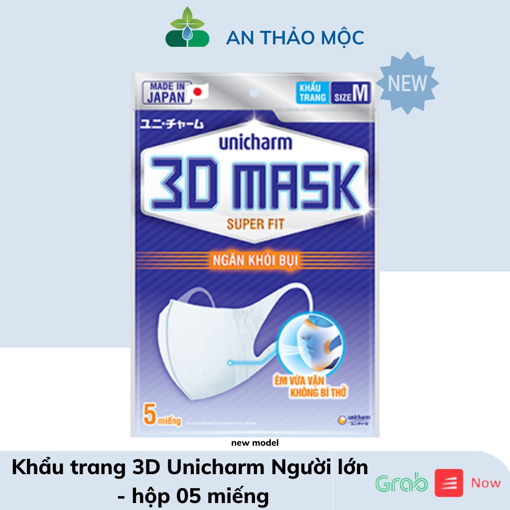 Khẩu trang  người lớn Unicharm 3D mask virus block,super fit chính hãng Nhật Bản.anthaomoc