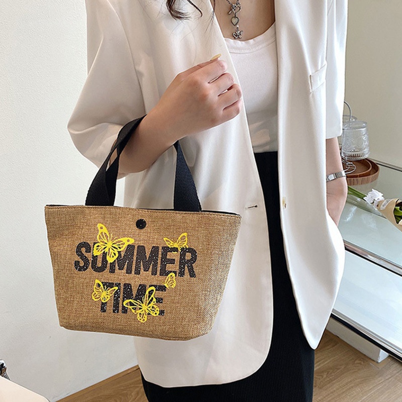 Youyo Túi Xách Đan Rơm Thủ Công In Chữ Đi Biển Thường Ngày Dành Cho Bạn Gái