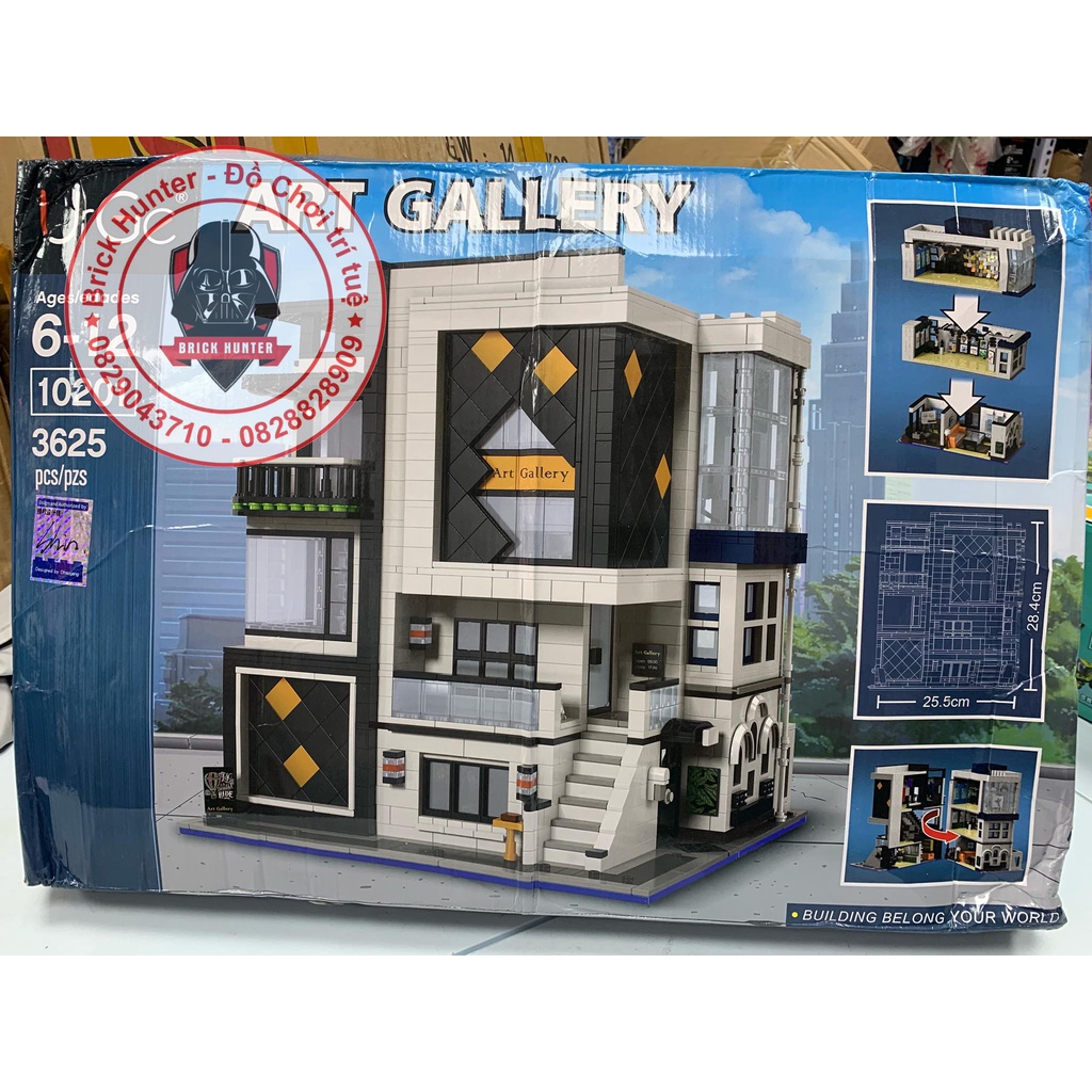 Urge 10201 Modular Streetviews Art Gallery bộ đồ chơi lắp ráp mô hình Tòa nhà có phòng triển lãm nghệ thuật 3625 chi tết