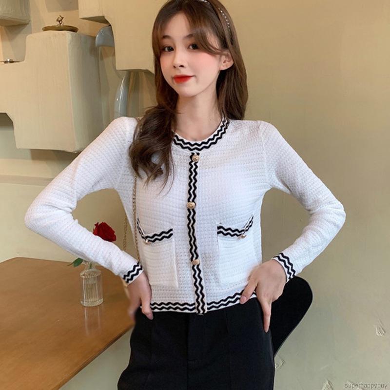 Áo cardigan tay ngắn cổ tròn kiểu dệt kim sành điệu cho nữ | BigBuy360 - bigbuy360.vn